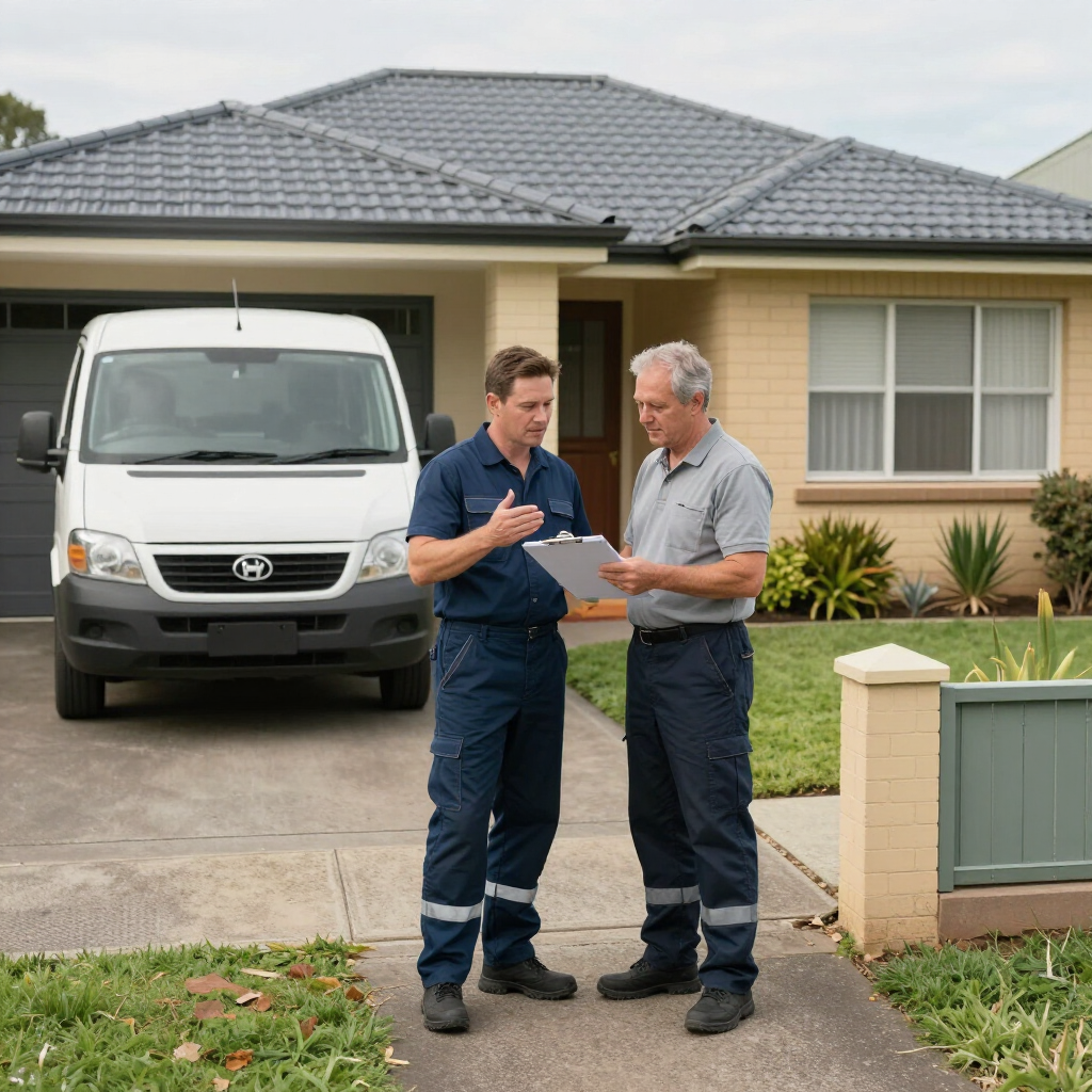 Geelong technician inspecting main water meter valve