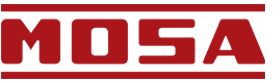 Logo MOSA in lettere rosse all'interno di rettangoli rossi.