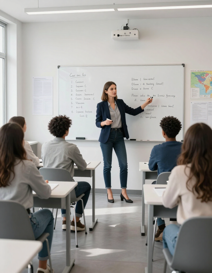 Language instructor teaching a class at the Language Academy