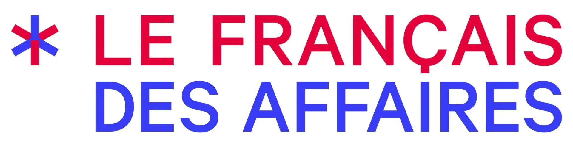 Logo indiquant « LE FRANÇAIS DES AFFAIRES » en rouge et bleu avec une icône d'astérisque bleu
