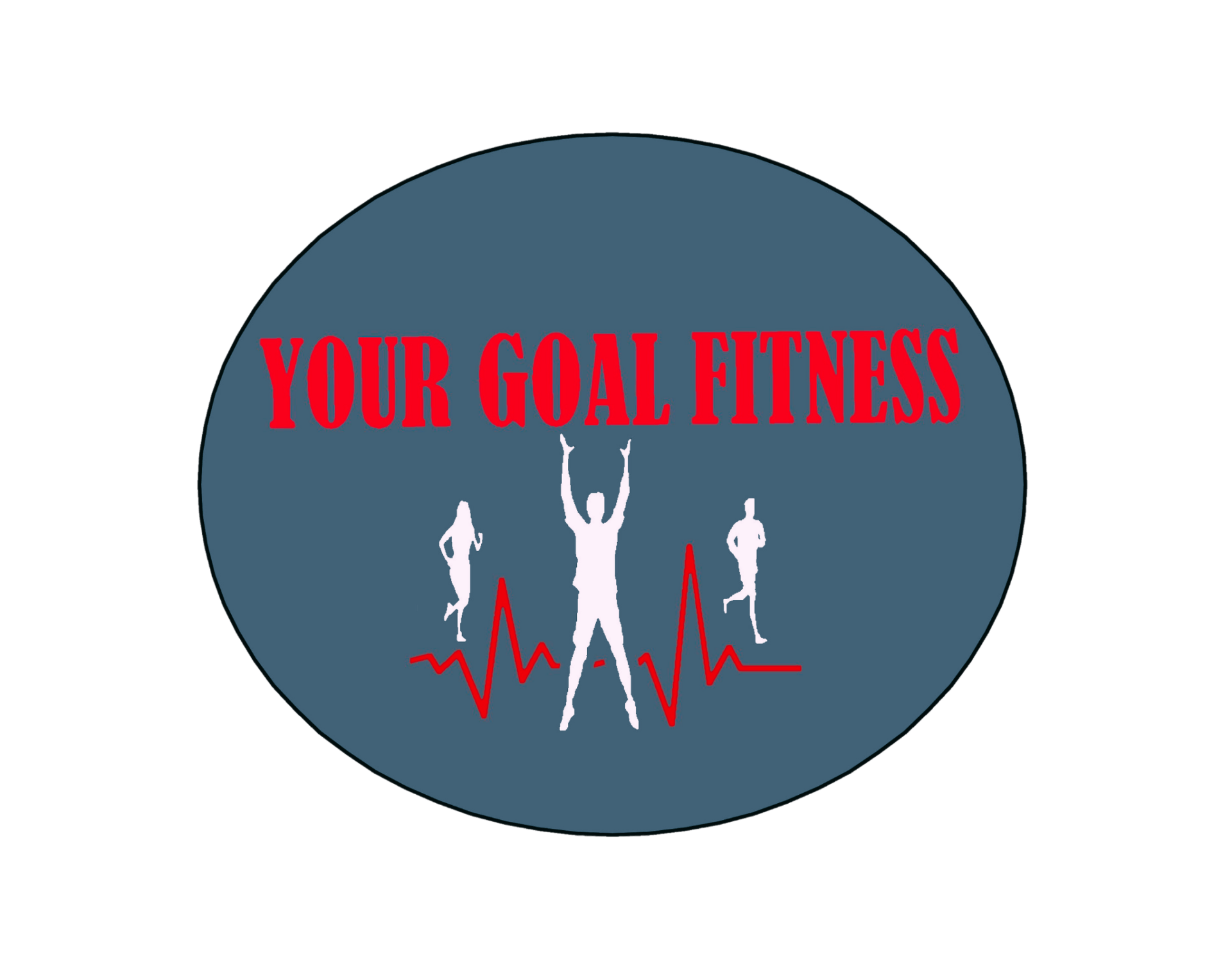 A grey oval logo featuring the red text