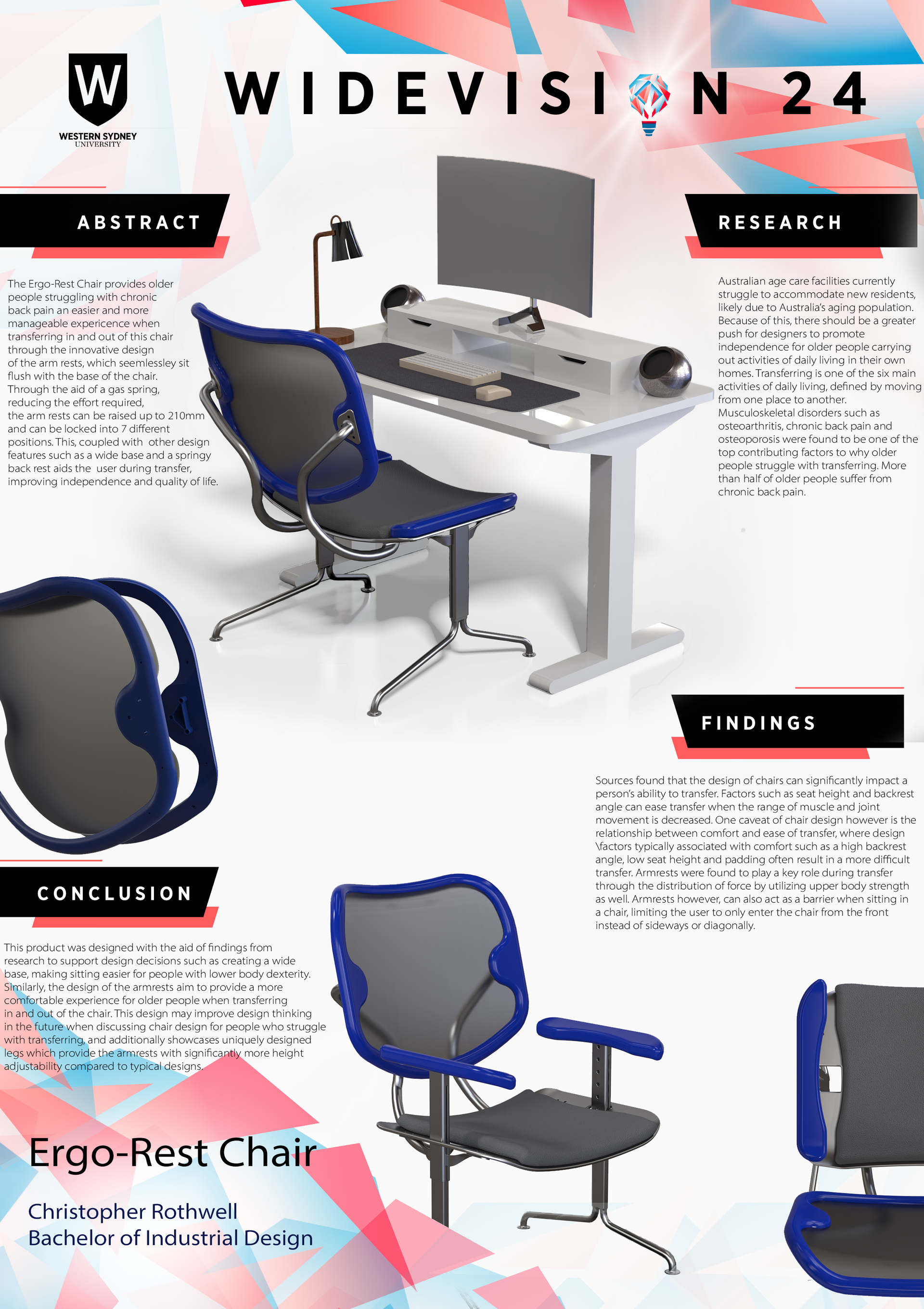 A computer desk with two chairs and a computer on it.