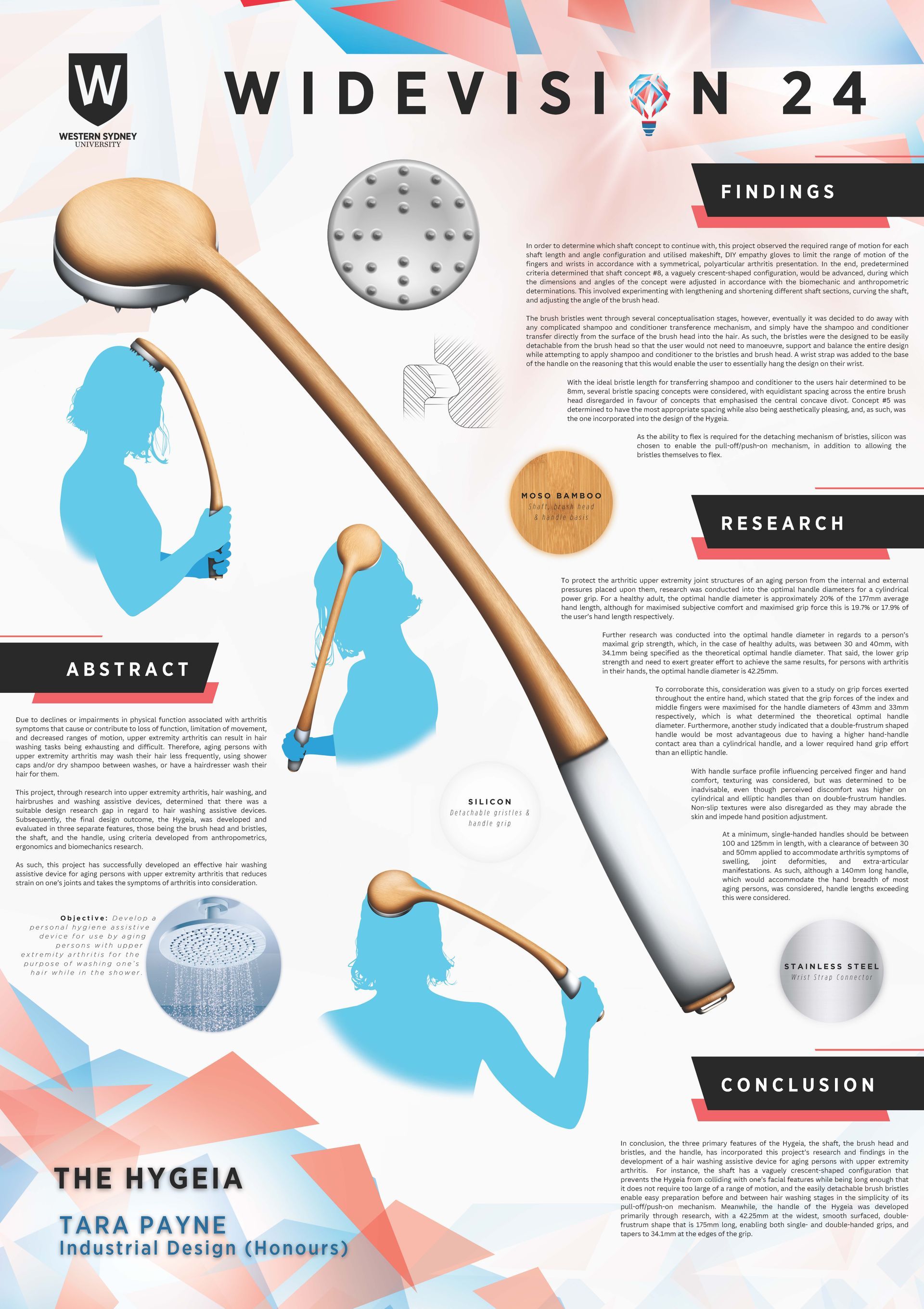 A poster of a toothbrush with a long handle.