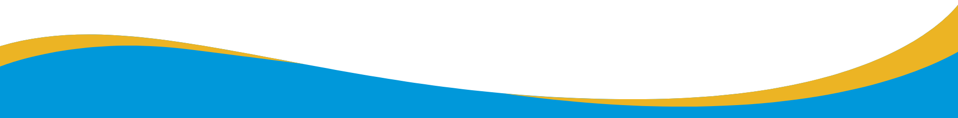 A blue and yellow wave on a white background.