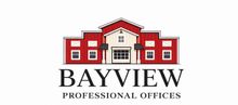 Bayview Professional Offices logo with a red and white building icon and black text