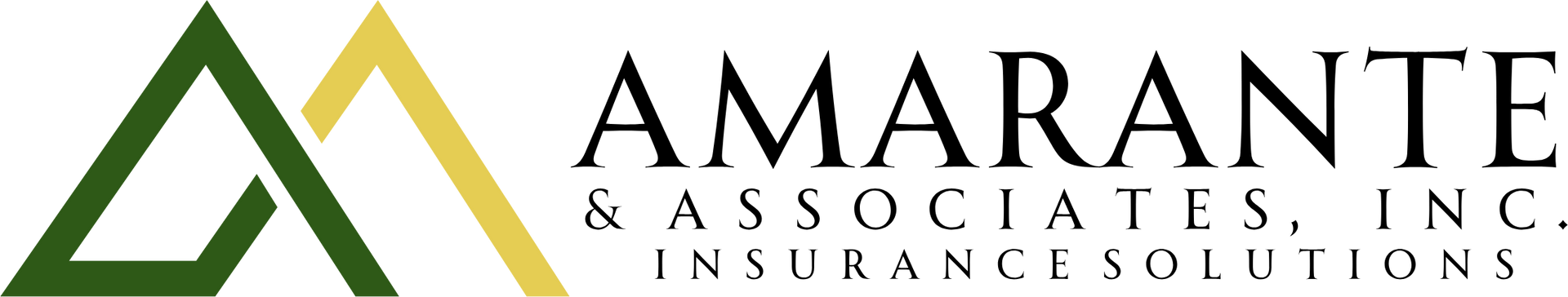 Amarante Associates Inc. Insurance Solutions logo in green, gold, and black on a white background