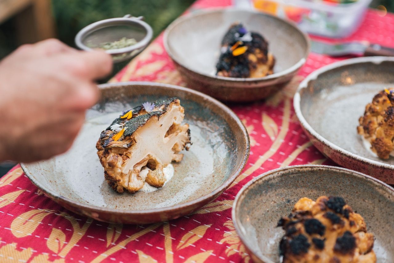 Charred Cauliflower on a plate.