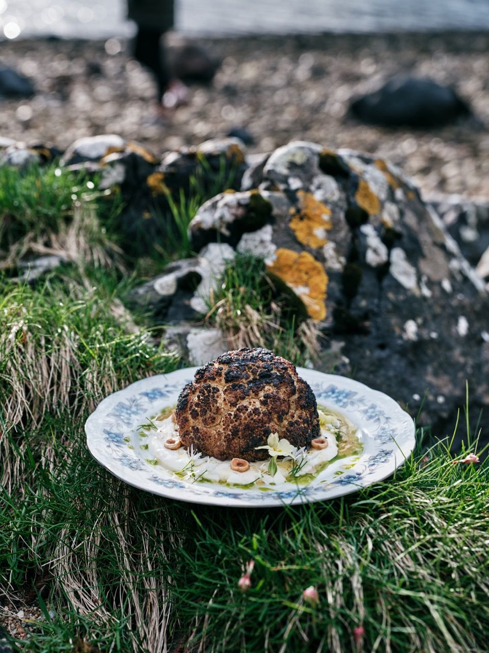 Cauliflower on a plate on loch fyne.