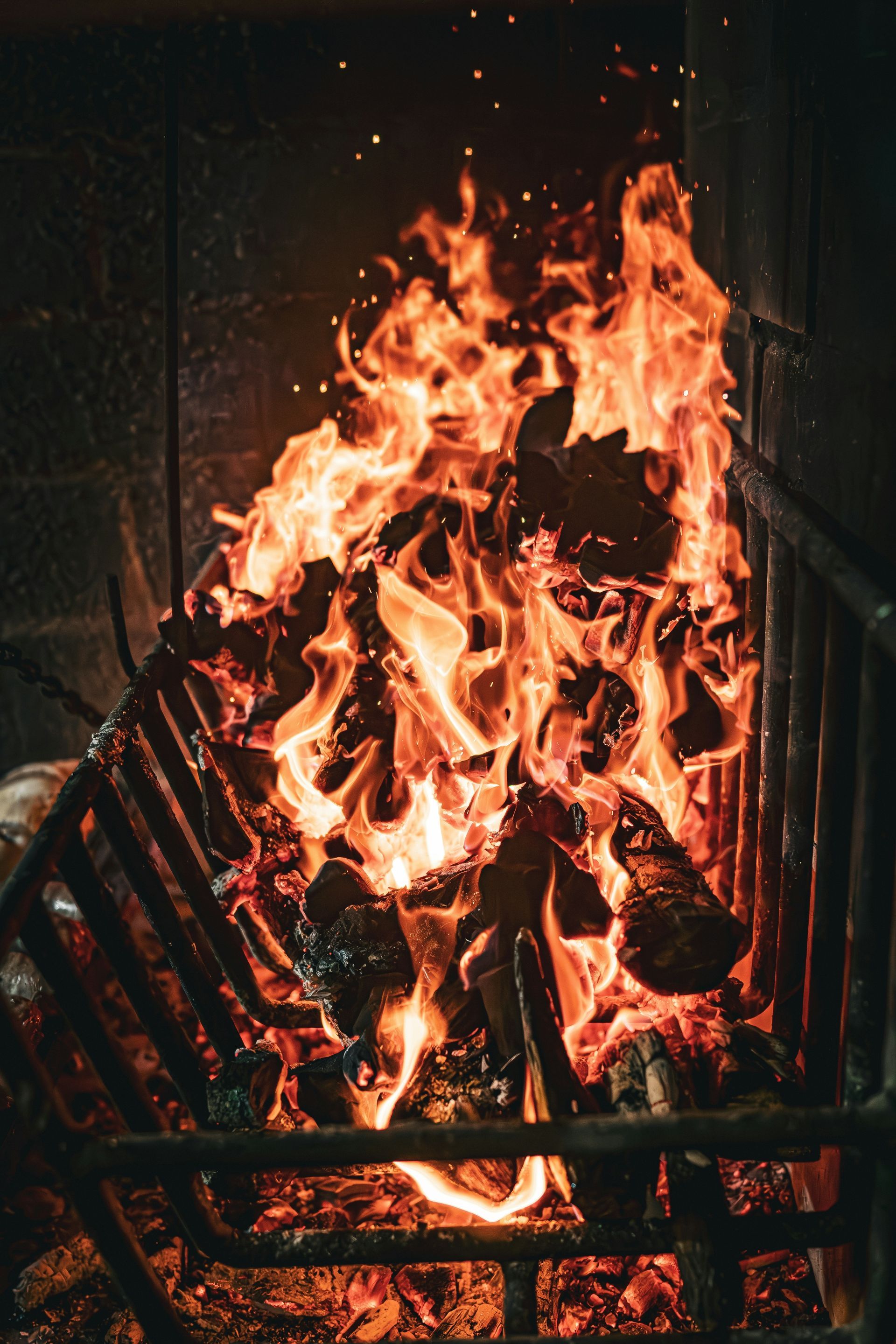 gentle firelight and glowing embers