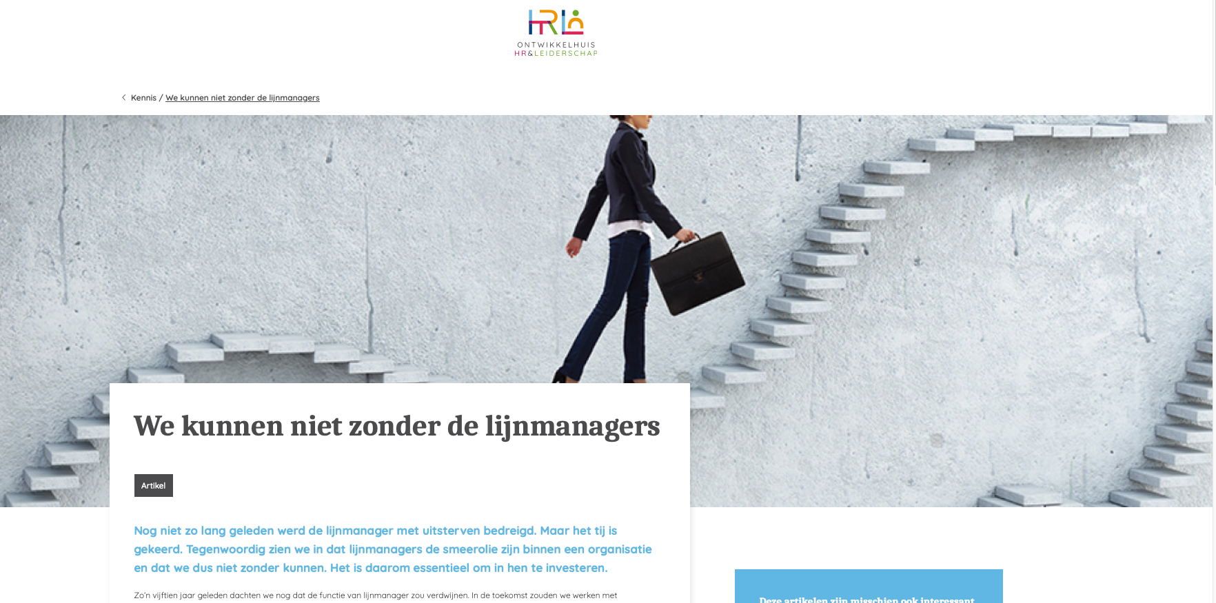 schermafbeelding artikel op website Ontwikkelhuis