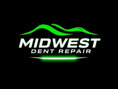 The logo for midwest dent repair is green and white on a black background.