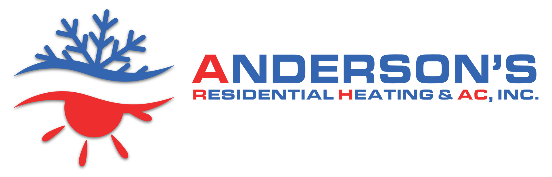 Anderson’s Residential Heating & AC, Inc. logo with blue text and red sun graphic