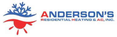 Anderson's Residential Heating & AC, Inc. Anderson’s Residential Heating & AC, Inc. logo with blue text and red sun graphic