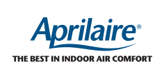 Aprilaire logo with slogan “The Best in Indoor Air Comfort” on white background