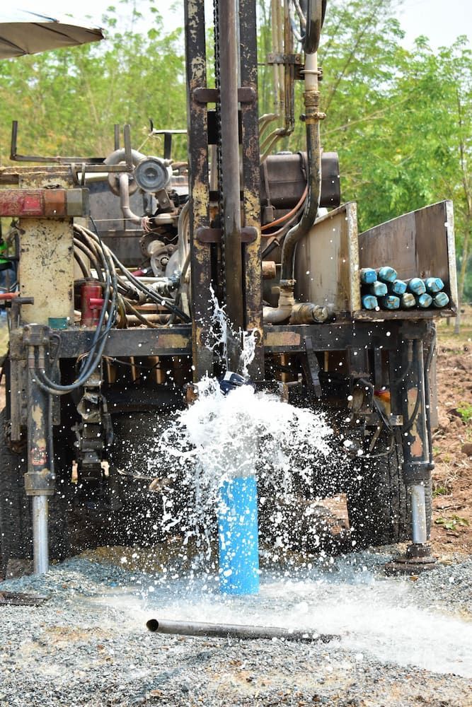 A Man is Holding a Shovel Next to a Pipe in the Woods — Cheyenne Drilling on the Sunshine Coast, QLD