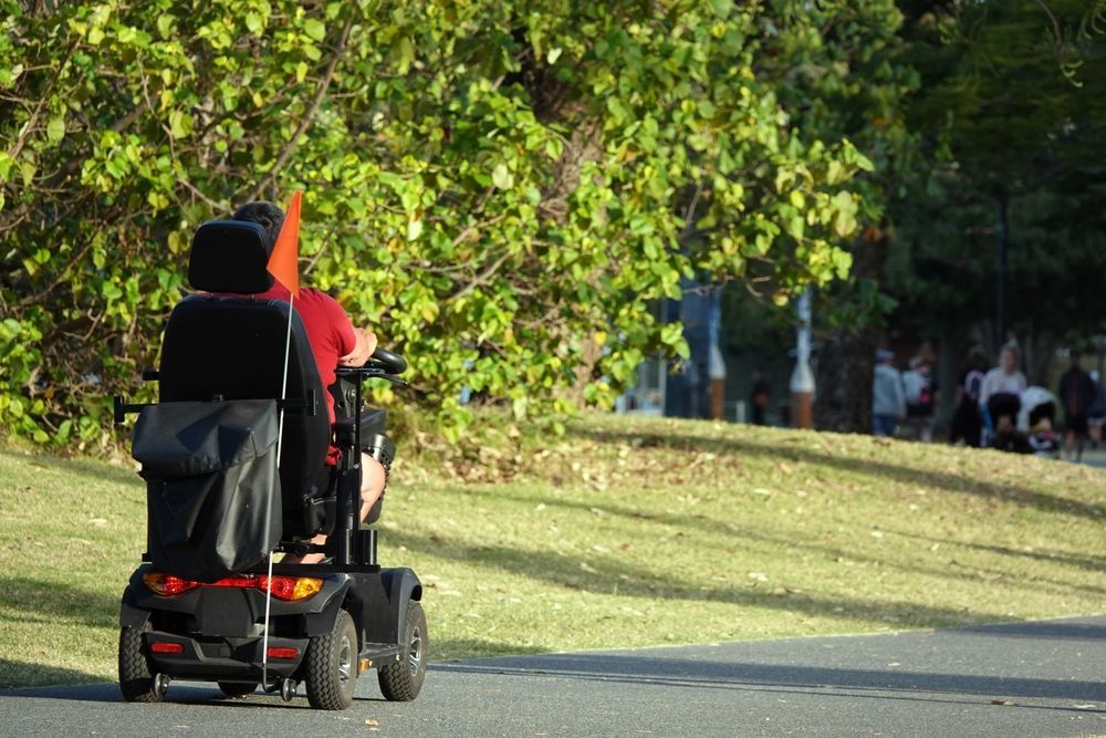 Person On Mobility Scooter Traveling  In Park