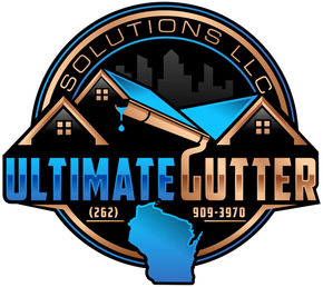 Ultimate Cutter Solutions LLC logo with rooflines, blue/orange accents, city skyline, and Wisconsin outline