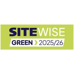 SiteWise Green 2025/26 logo on a lime green background