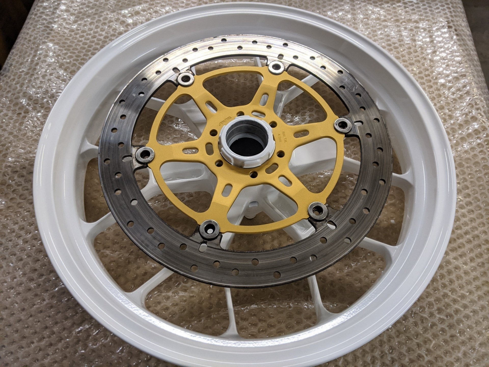 Powdercoated motorcycle wheel