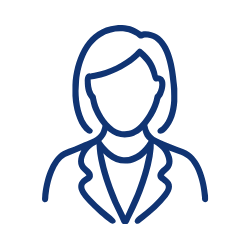 A line drawing of a woman in a suit and a necklace.