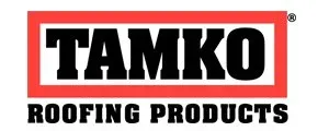 TAMKO Roofing Products logo in black text with a red border