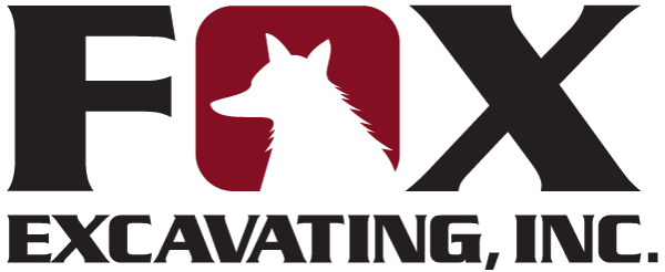 The logo for fox excavating inc. has a fox on it
