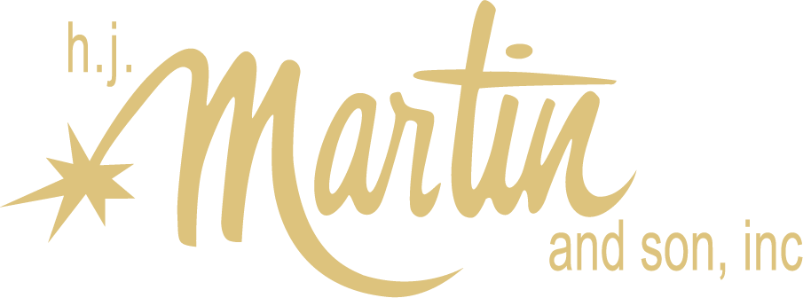 A gold logo for martin and son llc on a white background