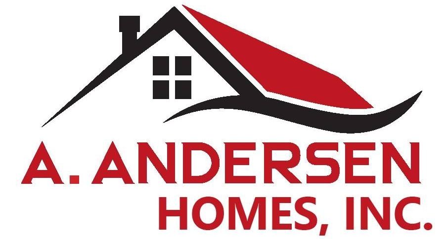 The logo for a. andersen homes inc. shows a house with a red roof.