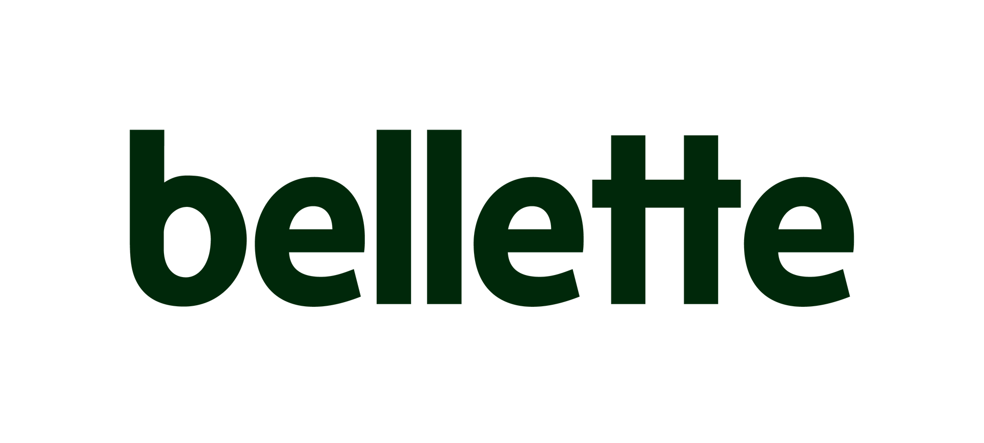 Dark green “bellelthe” wordmark on a white background