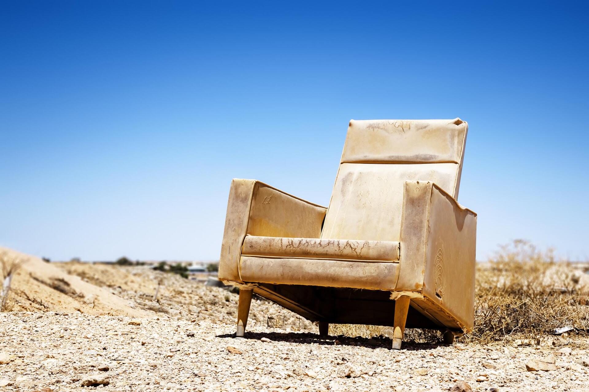 old chair in the soil