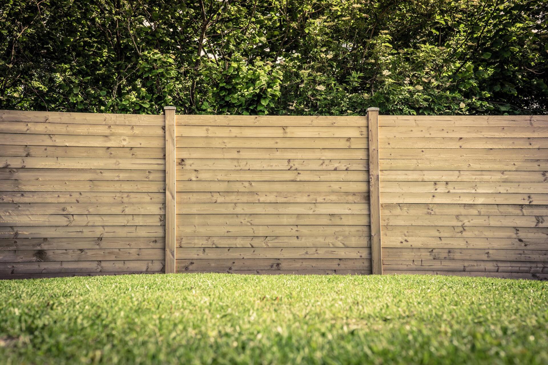 wood fence in the backyard