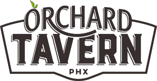 The logo for the orchard tavern in phoenix is black and white.