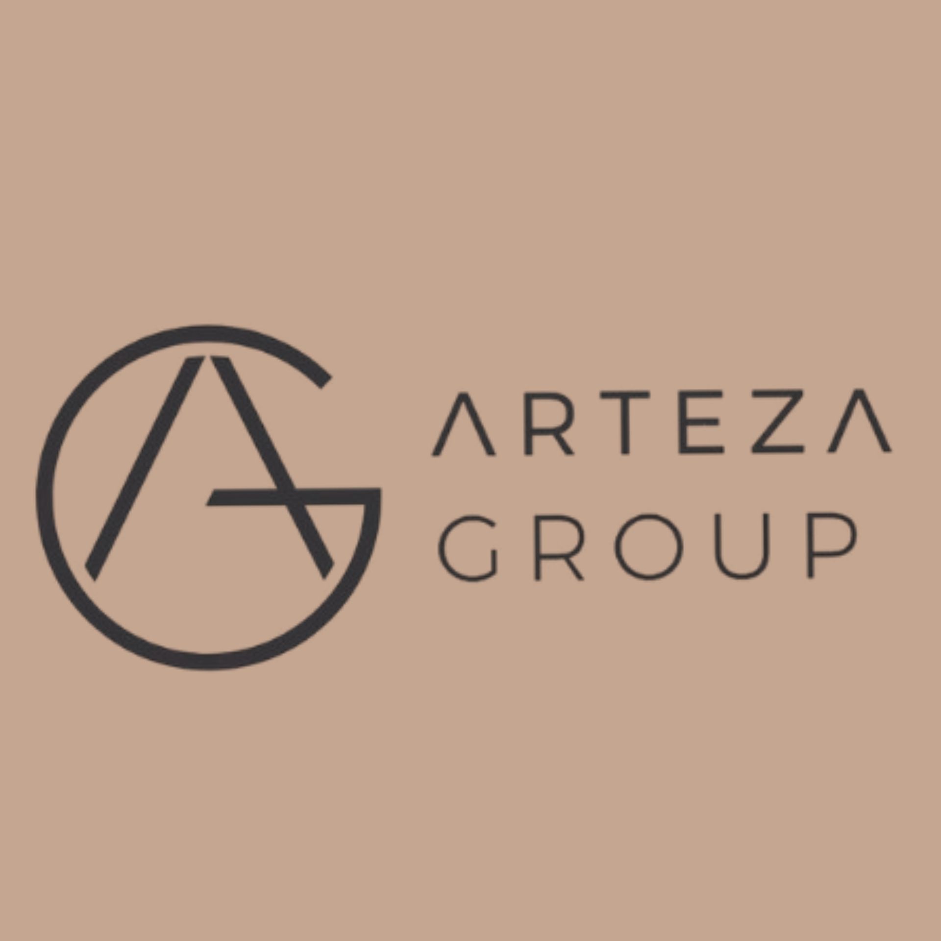 ArtezA Group logo in dark brown on a tan background