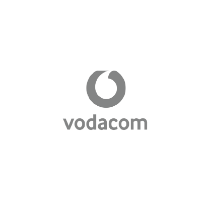 Vodacom logo with a gray spiral symbol and the word