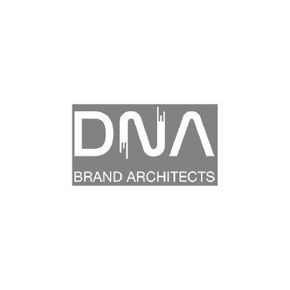 Logo for DNA Brand Architects: grey box with