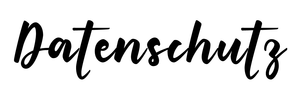 Black handwritten word “Datenschutz” on a white background.