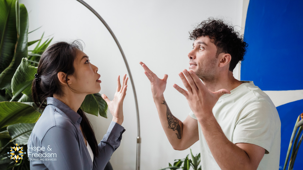 couple dealing with chronic infidelity, betrayal, and acting out arguing again about the same things