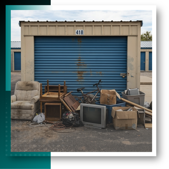 A pile of junk, waste and discarded materials