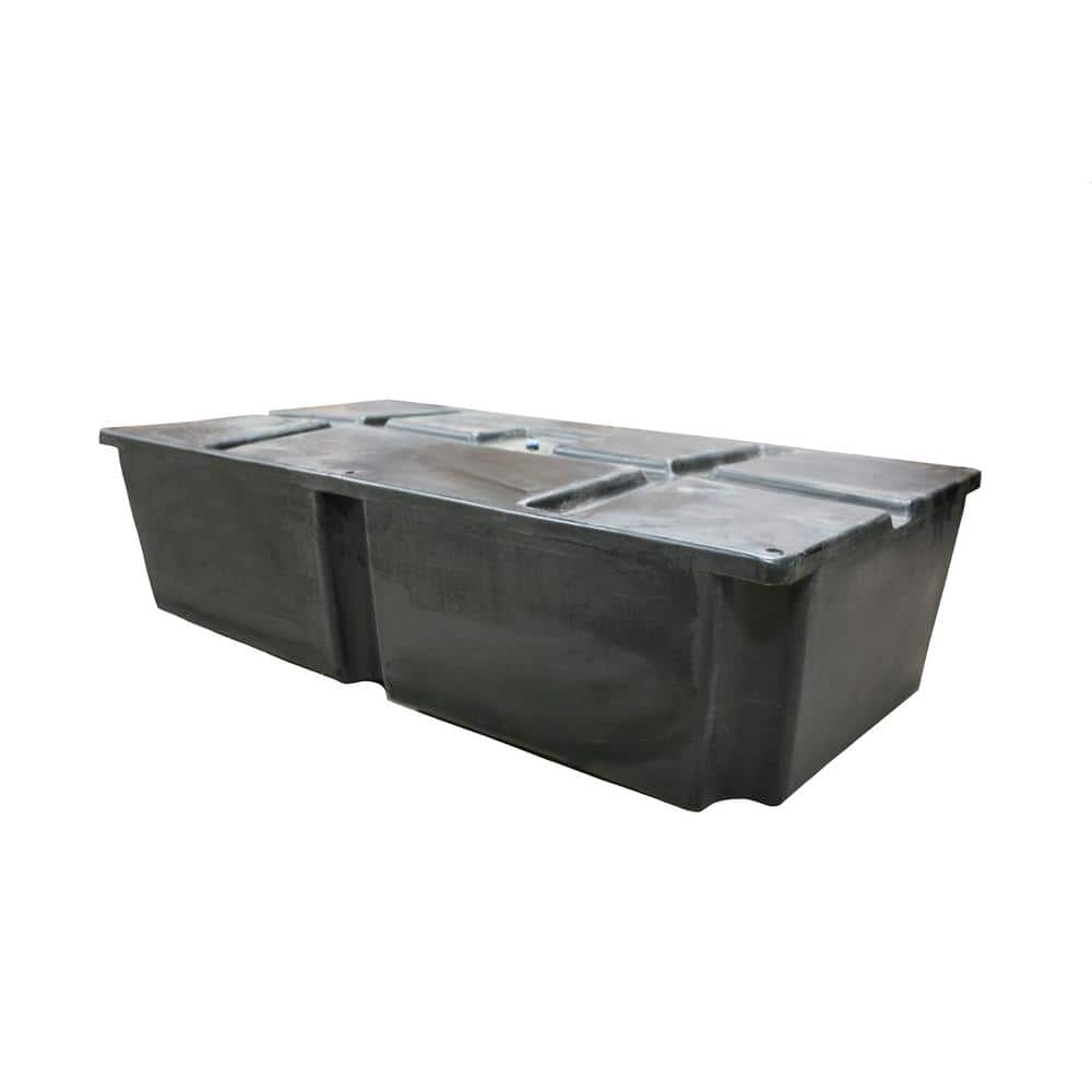 A black plastic container with a lid on a white background.