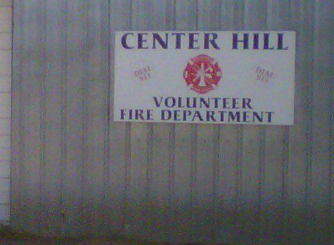 A sign for the Center Hill volunteer fire department