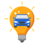 A light bulb with a car inside of it.