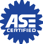 ASE Certified blue logo with white text and starburst border | Madison Automotive