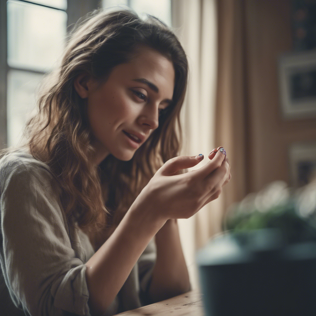 photo of a woman looking at her fingers and nails