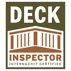 A logo for a deck inspector that is certified