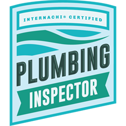 A logo for a plumbing inspector that is certified