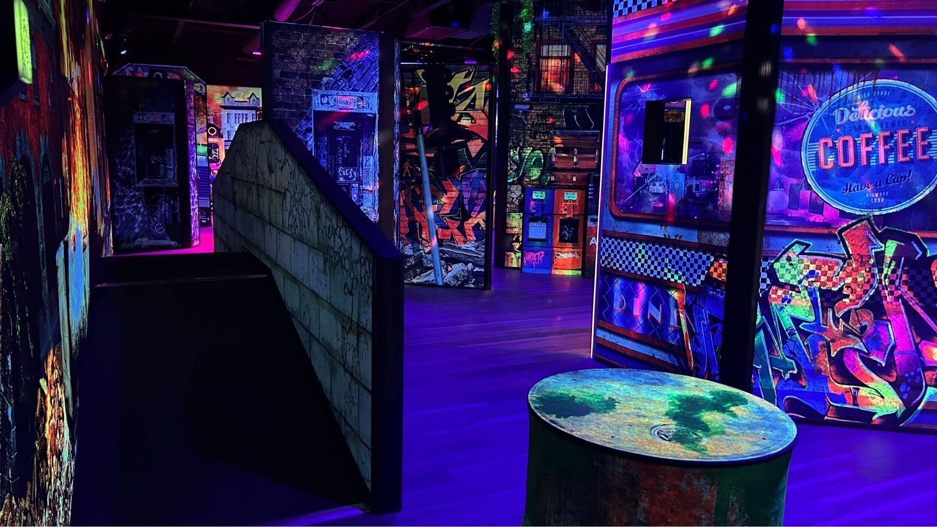We build ramps in laser tag arenas to help minimize tipping hazards and making sure everything is built to meet ADA compliance