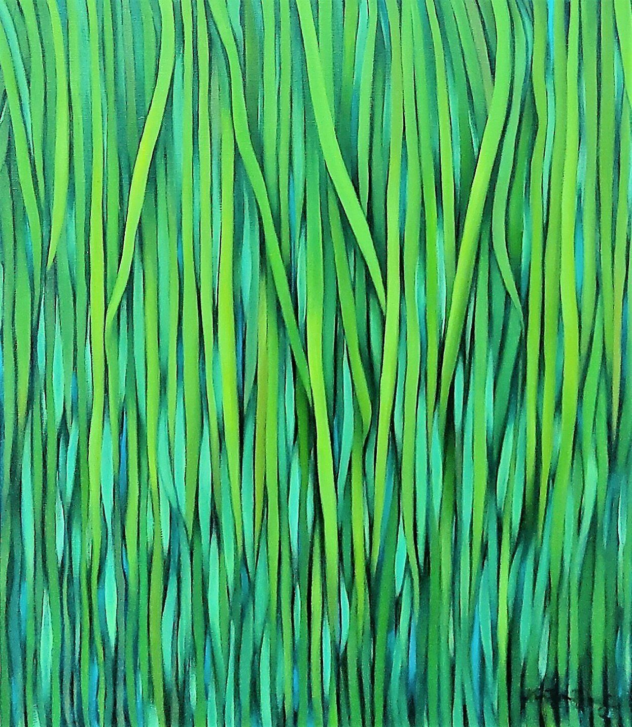 It is a painting of a field of tall grass.