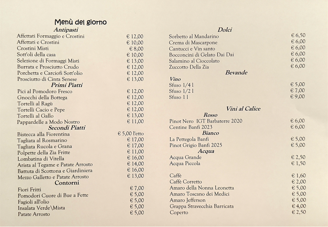 Il nostro Menù