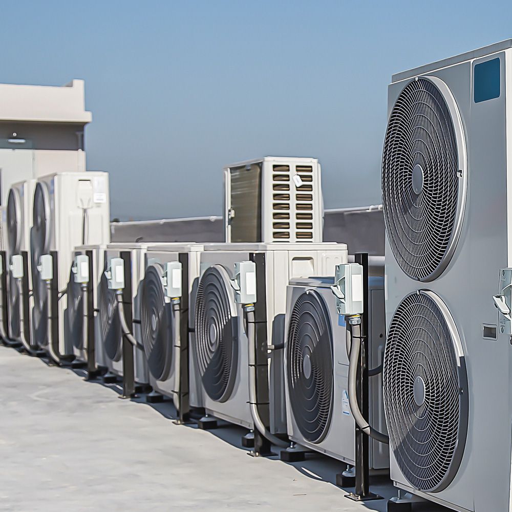 Air condition outdoor unit compressor install outside the building