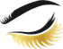 Logo astratto a forma di swoosh nero e oro che ricorda piume o ali stilizzate.